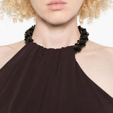Abito lungo con scollo halter in marrone Amen - donna 