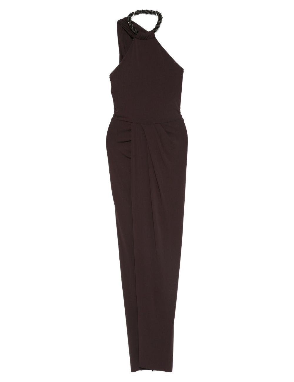 Abito lungo con scollo halter in marrone Amen - donna 