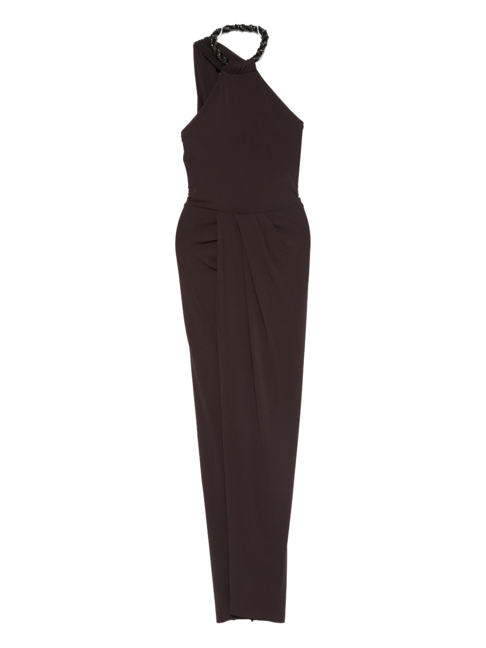 Abito lungo con scollo halter in marrone Amen - donna 