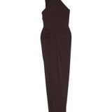 Abito lungo con scollo halter in marrone Amen - donna 