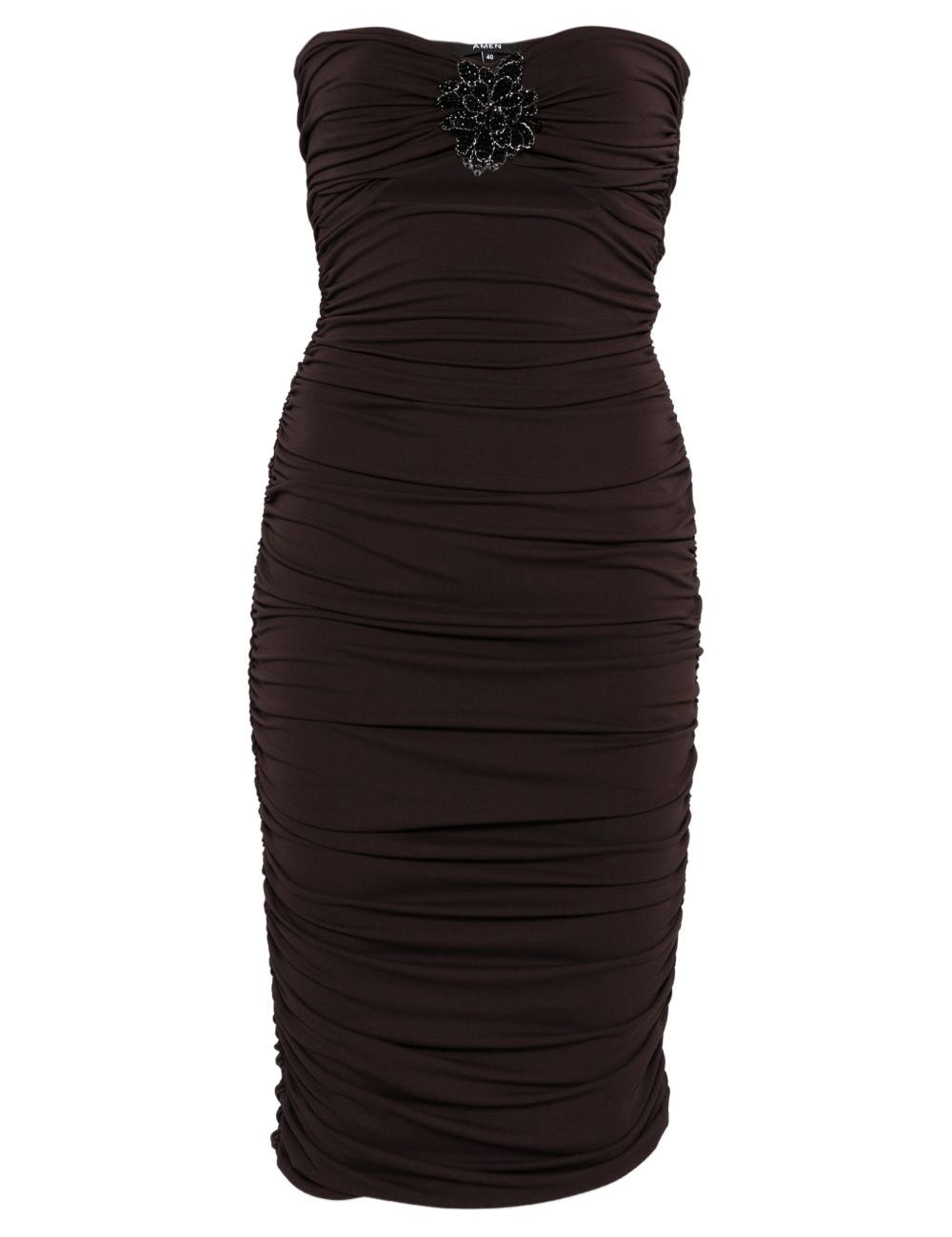 Abito senza spalline con paillettes in marrone Amen - donna 