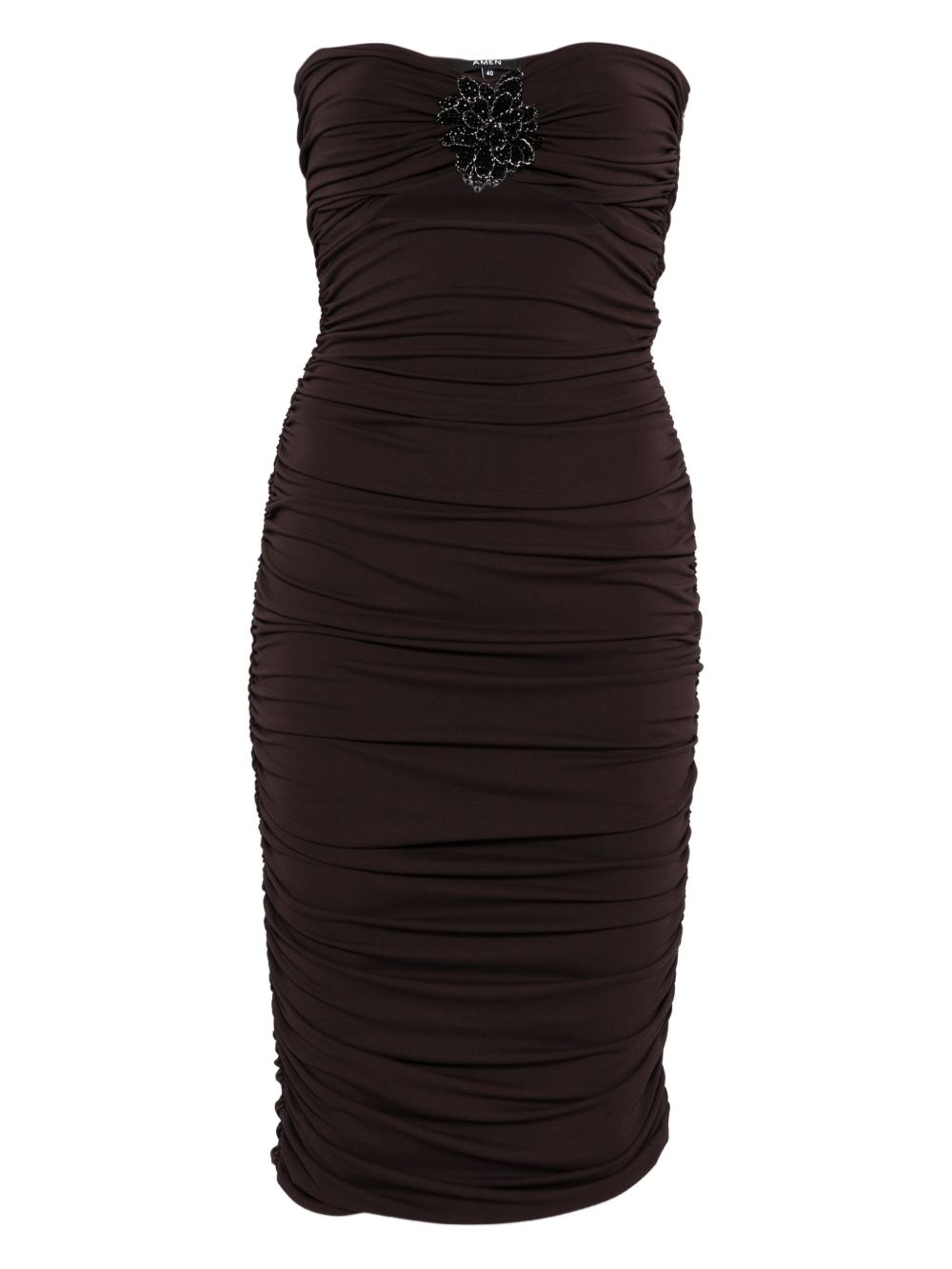Abito senza spalline con paillettes in marrone Amen - donna 