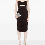 Abito senza spalline con paillettes in marrone Amen - donna 