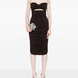 Abito senza spalline con paillettes in marrone Amen - donna 