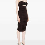 Abito senza spalline con paillettes in marrone Amen - donna 