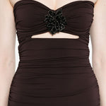 Abito senza spalline con paillettes in marrone Amen - donna 
