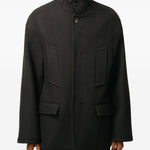Caban oversize a collo alto in grigio scuro Ami Paris - donna 