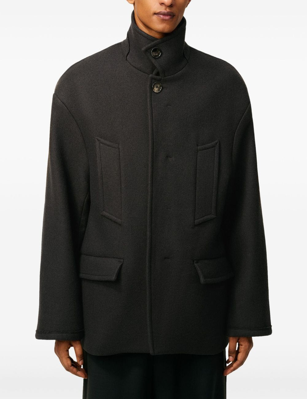 Caban oversize a collo alto in grigio scuro Ami Paris - donna 