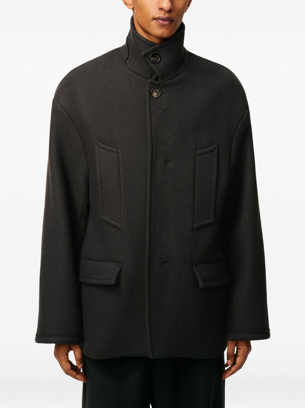 Caban oversize a collo alto in grigio scuro Ami Paris - donna 