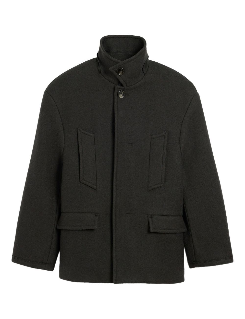 Caban oversize a collo alto in grigio scuro Ami Paris - donna 