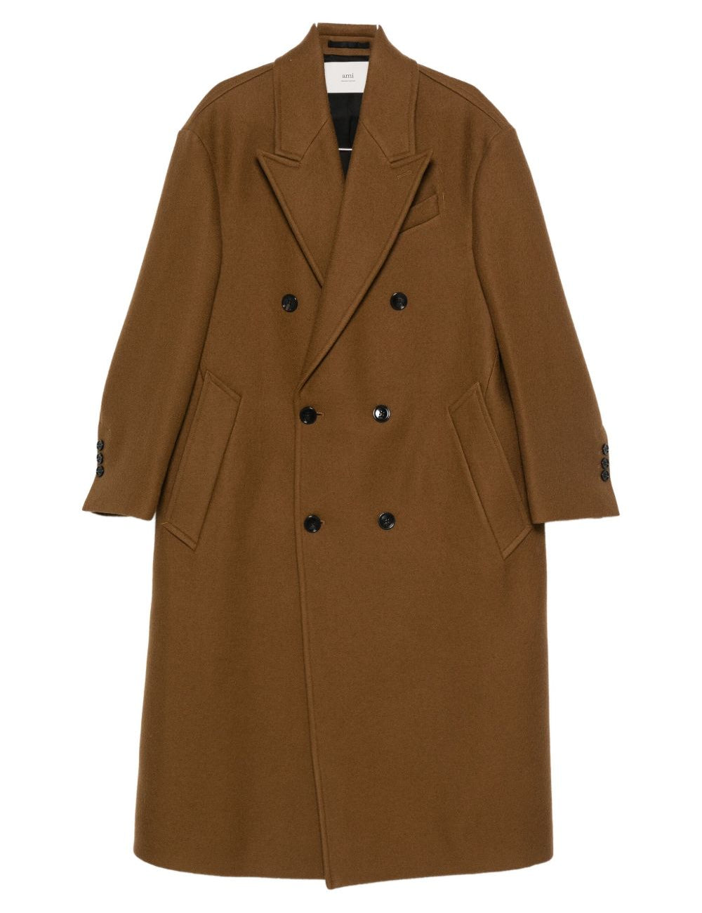 Cappotto doppio petto in lana in marrone Ami paris - uomo 
