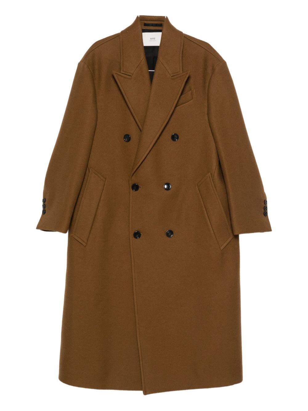 Cappotto doppio petto in lana in marrone Ami paris - uomo 