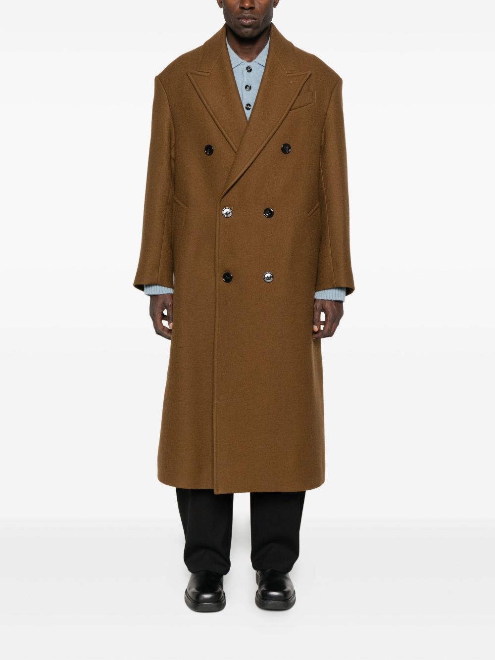 Cappotto doppio petto in lana in marrone Ami paris - uomo 