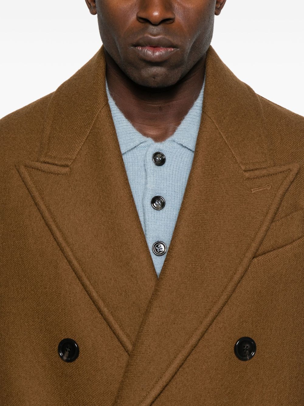 Cappotto doppio petto in lana in marrone Ami paris - uomo 