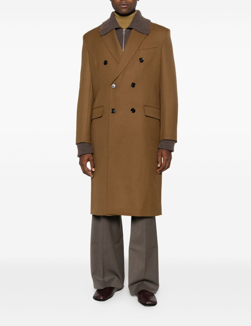 Cappotto doppiopetto manteau droit in marrone AMI Paris - uomo 