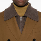Cappotto doppiopetto manteau droit in marrone AMI Paris - uomo 
