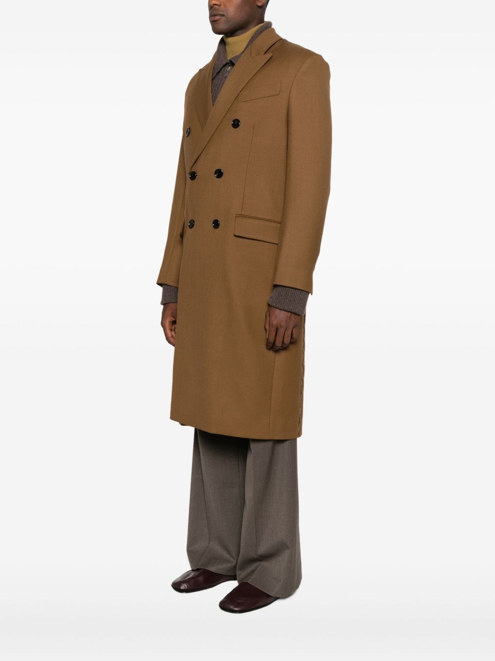 Cappotto doppiopetto manteau droit in marrone AMI Paris - uomo 