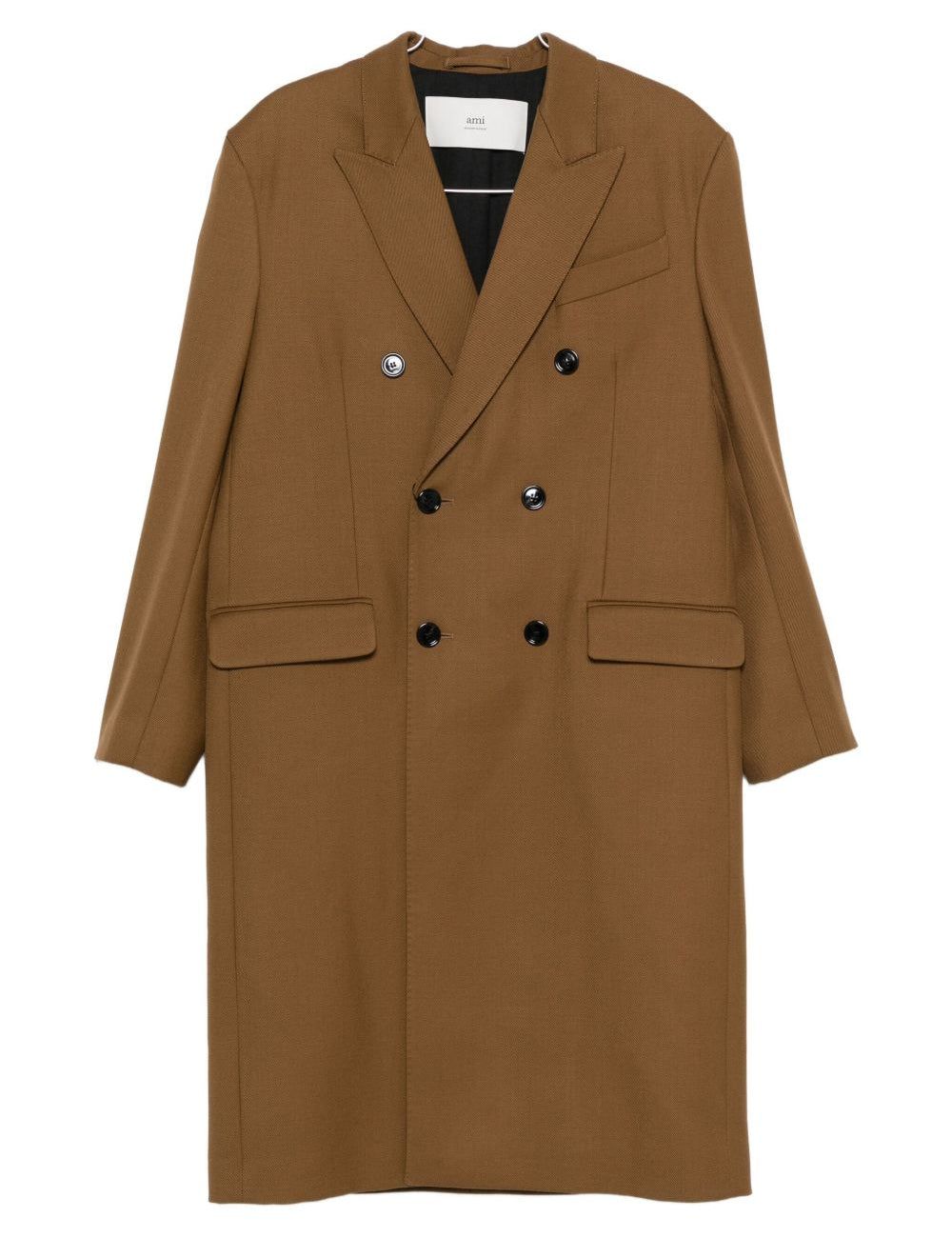 Cappotto doppiopetto manteau droit in marrone AMI Paris - uomo 