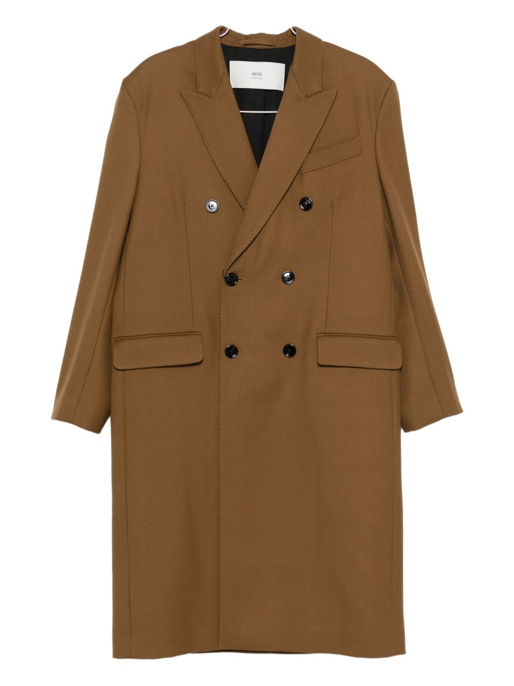 Cappotto doppiopetto manteau droit in marrone AMI Paris - uomo 