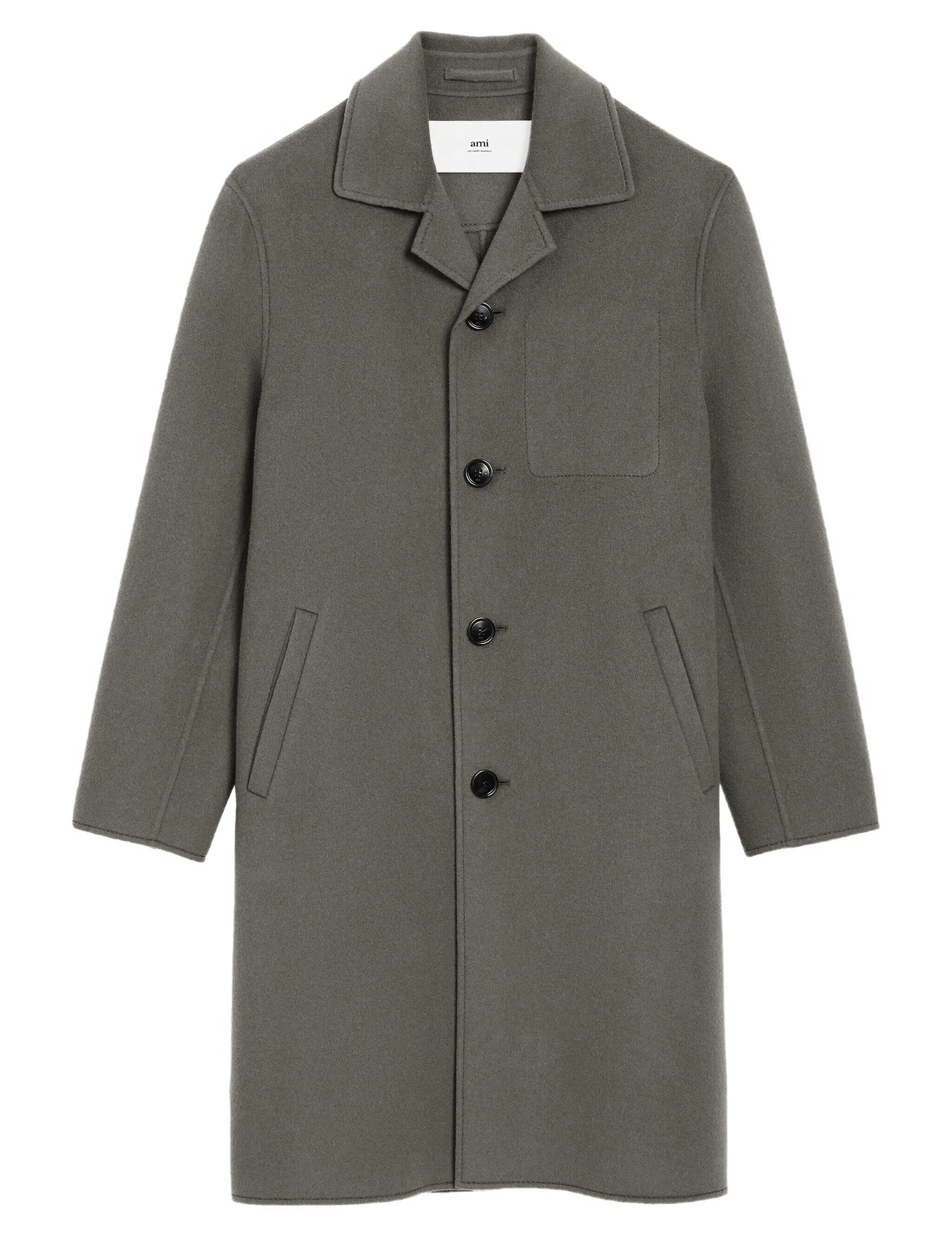 Cappotto monopetto in lana in grigio Ami Paris - uomo 