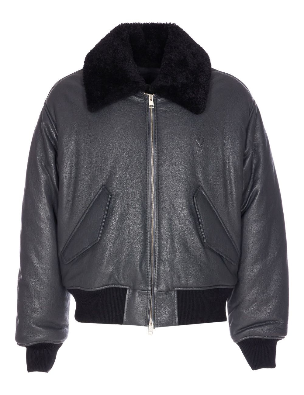 Giacca bomber in pelle in grigio Ami paris - uomo 