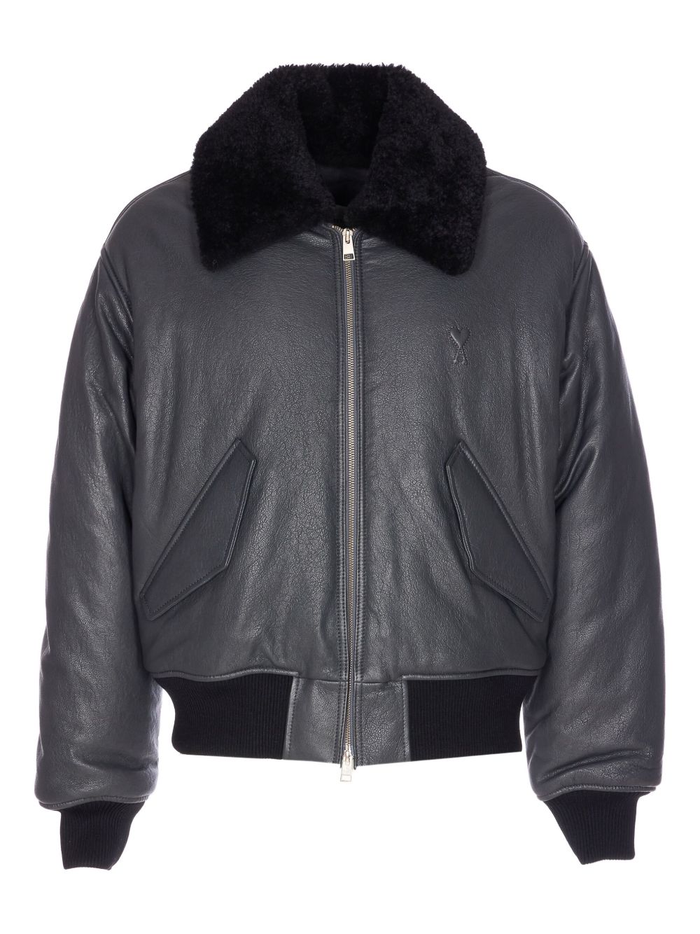 Giacca bomber in pelle in grigio Ami paris - uomo 