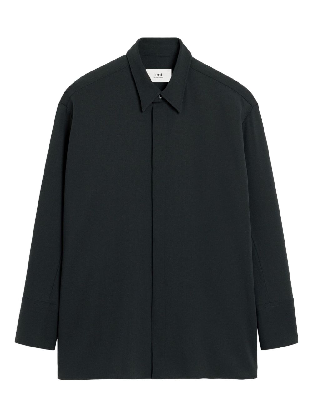 Camicia con abbottonatura nascosta in grigio scuro Ami Paris - uomo 