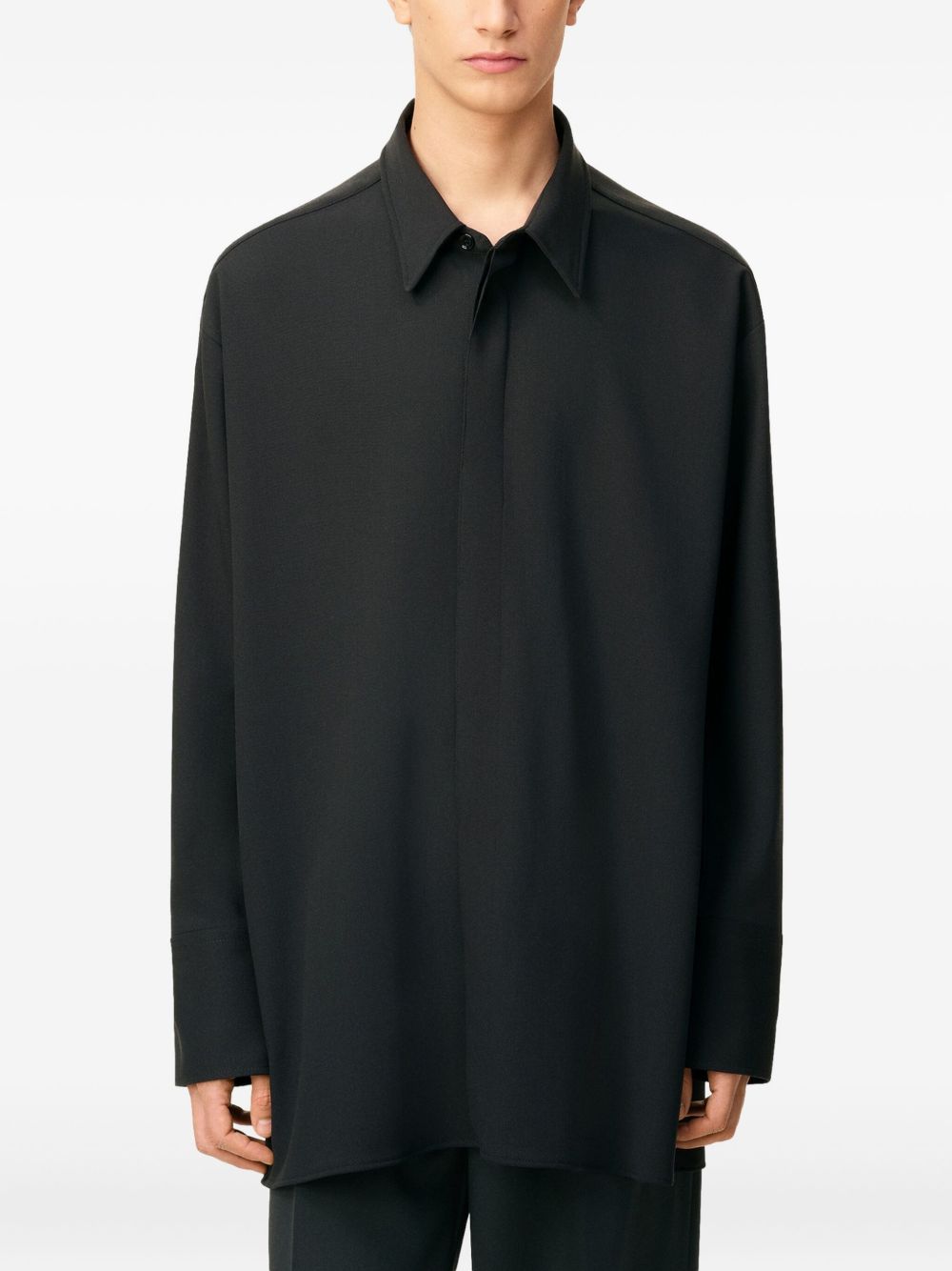 Camicia con abbottonatura nascosta in grigio scuro Ami Paris - uomo 