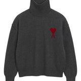 Maglione a collo alto Ami De Coeur in grigio Ami paris - unisex 