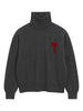 Ami Paris Ami De Coeur turtleneck sweater in grey - unisex