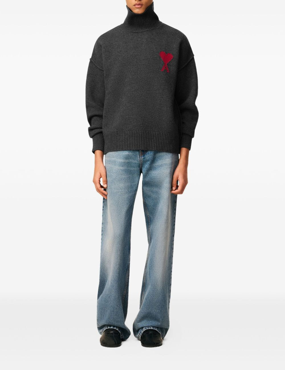 Maglione a collo alto Ami De Coeur in grigio Ami paris - unisex 