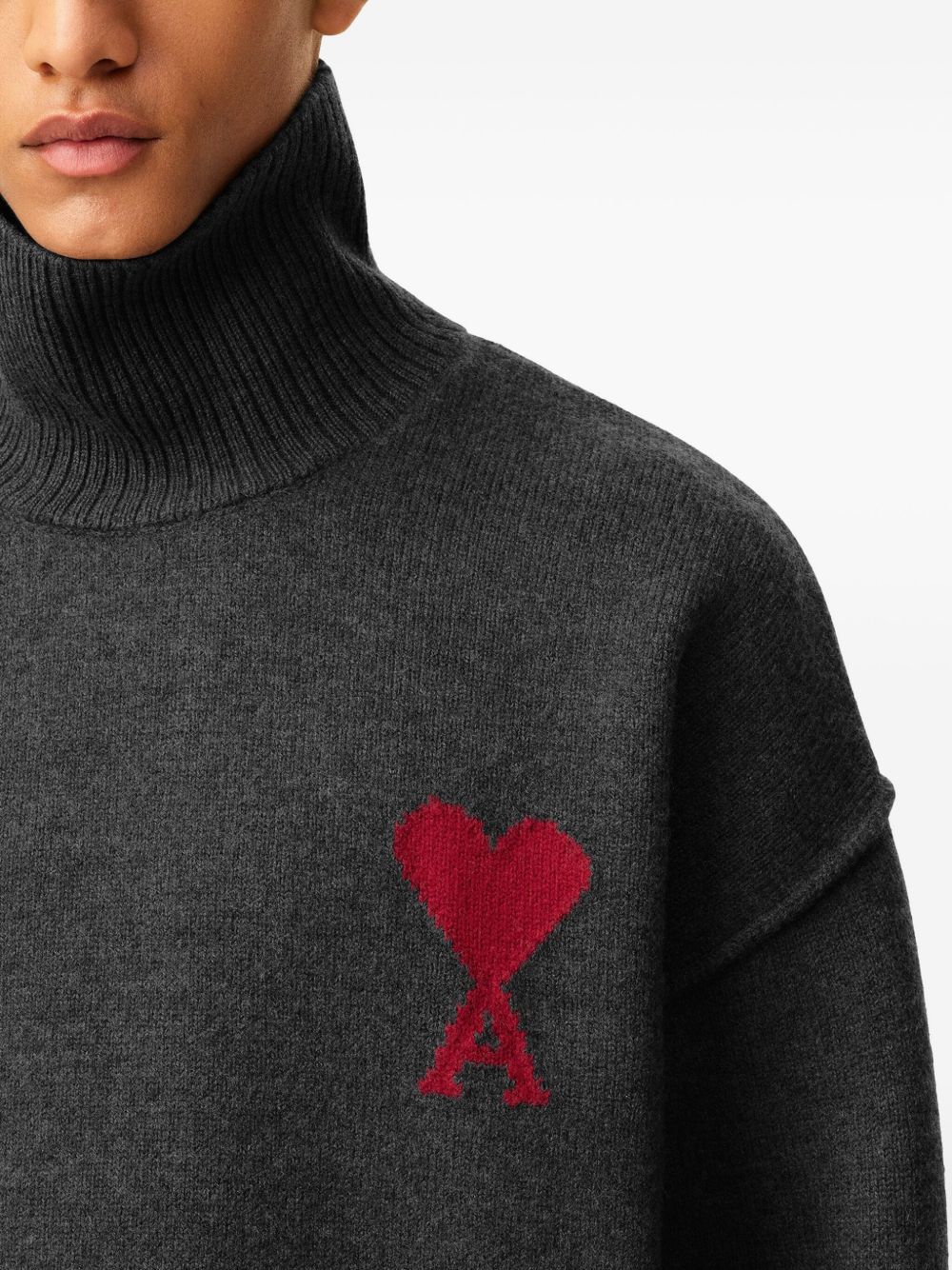 Maglione a collo alto Ami De Coeur in grigio Ami paris - unisex 