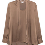Blusa con collo lavallière iin marrone Antonelli - donna 