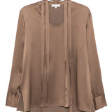 Blusa con collo lavallière iin marrone Antonelli - donna 