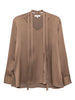 Blusa con collo lavallière iin marrone Antonelli - donna