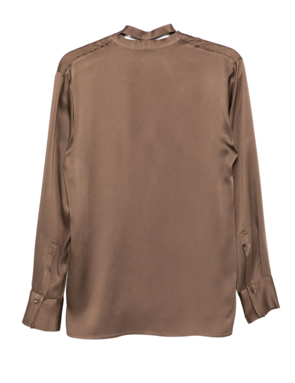 Blusa con collo lavallière iin marrone Antonelli - donna 