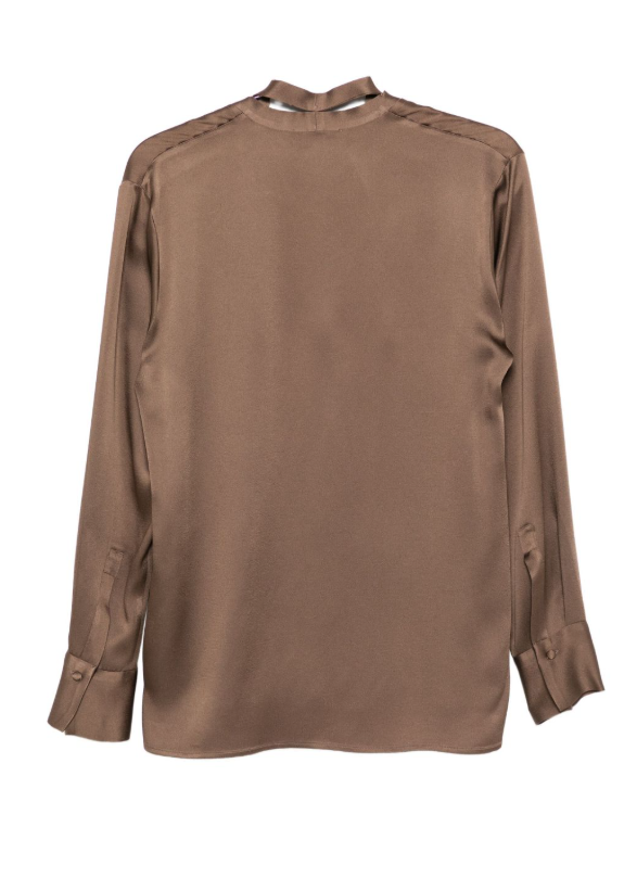 Blusa con collo lavallière iin marrone Antonelli - donna 