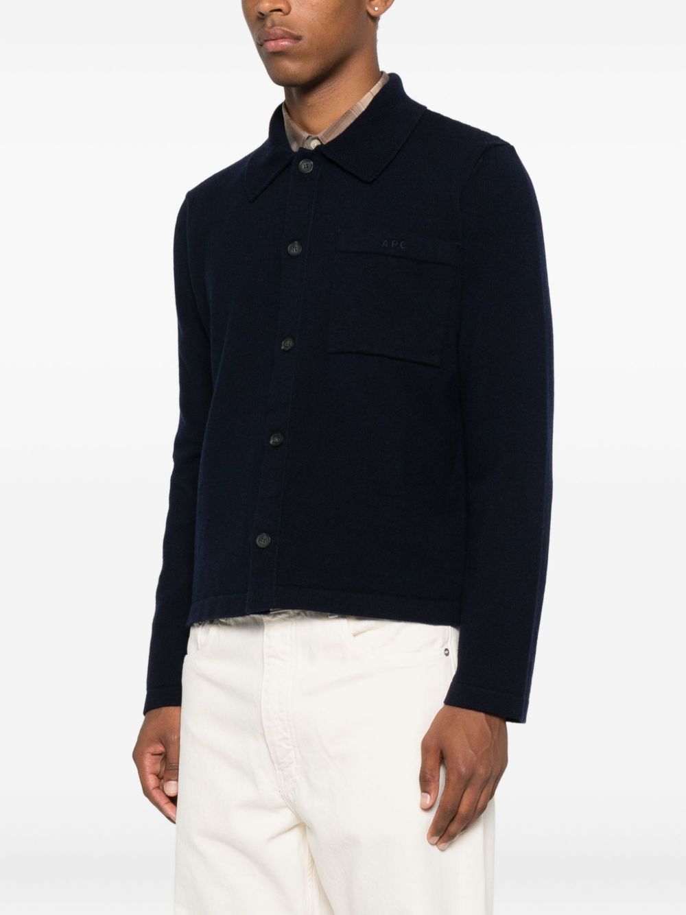 Cardigan con taschino in marrone A.P.C. - uomo 