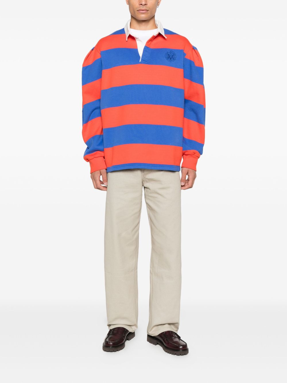Polo a righe con colletto a contrasto in rosso e blu A.P.C. X marc jacobs - unisex 