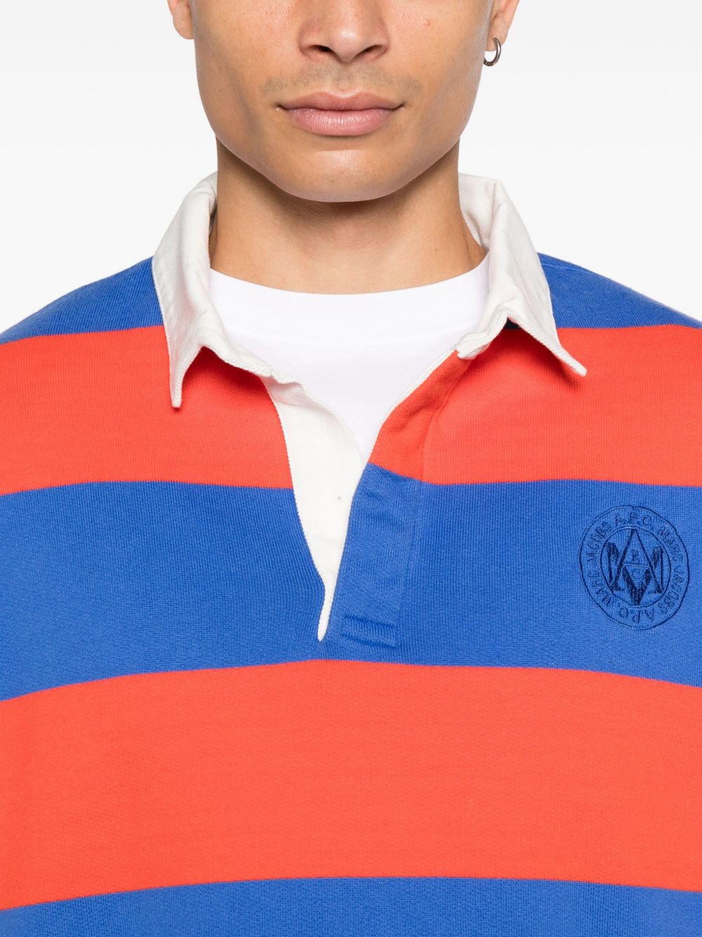 Polo a righe con colletto a contrasto in rosso e blu A.P.C. X marc jacobs - unisex 
