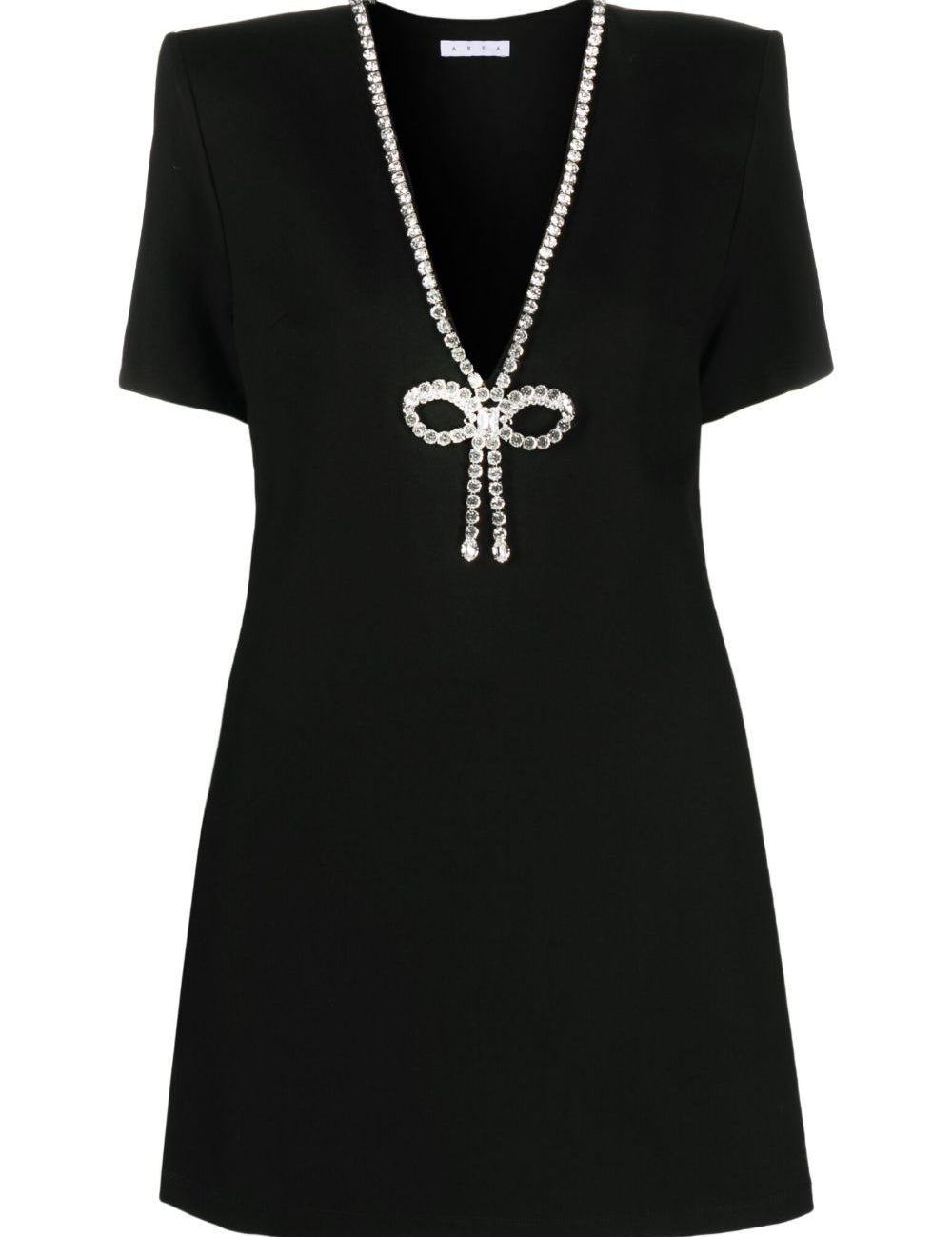 Abito mini con scollo a v in cristalli in nero Area - donna 