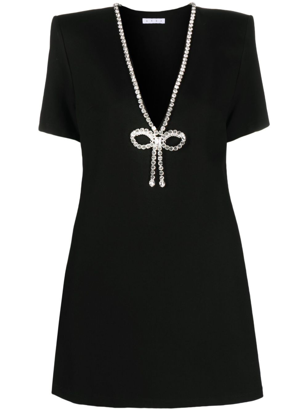 Abito mini con scollo a v in cristalli in nero Area - donna 