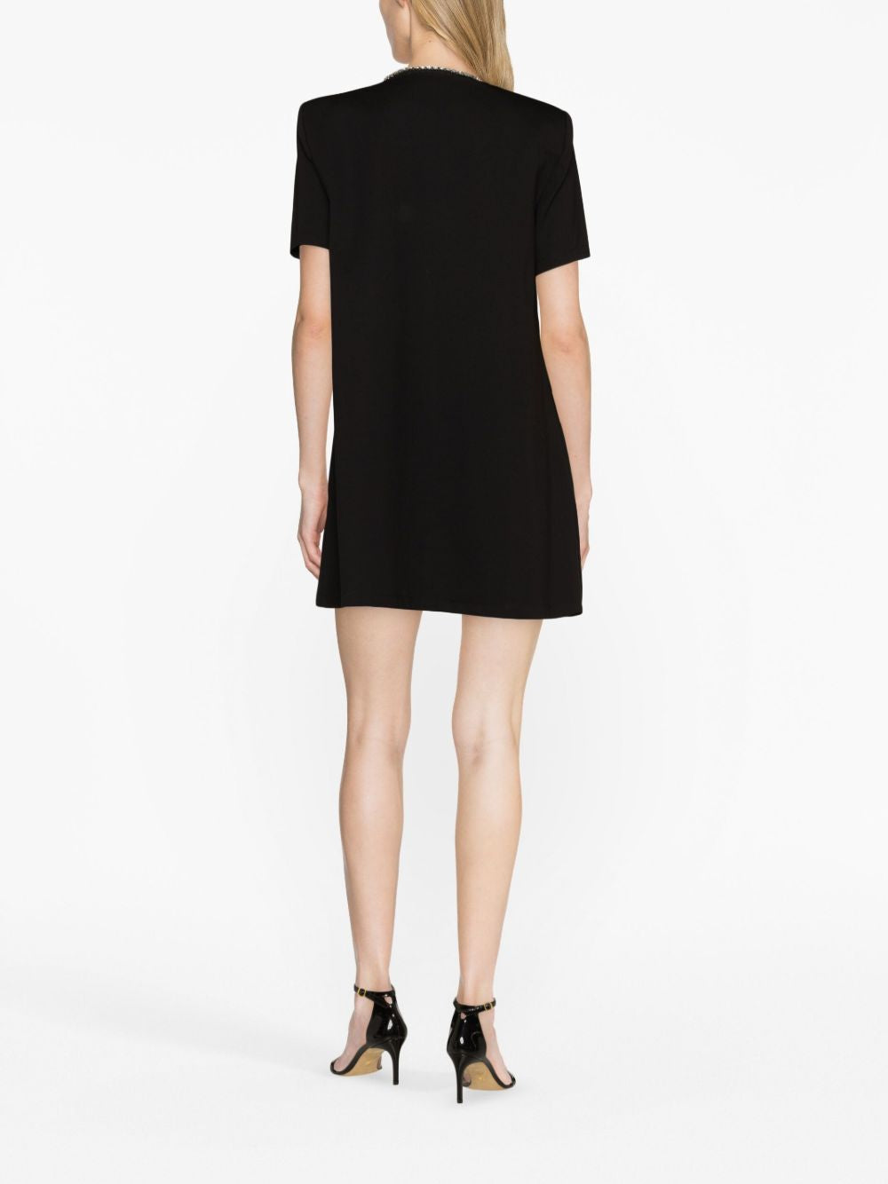 Abito mini con scollo a v in cristalli in nero Area - donna 