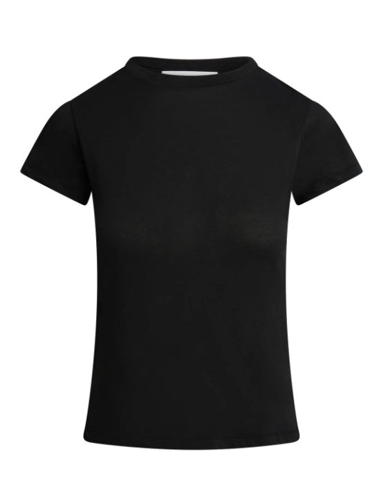 T-shirt a costine con girocollo in nero Aya muse - donna 
