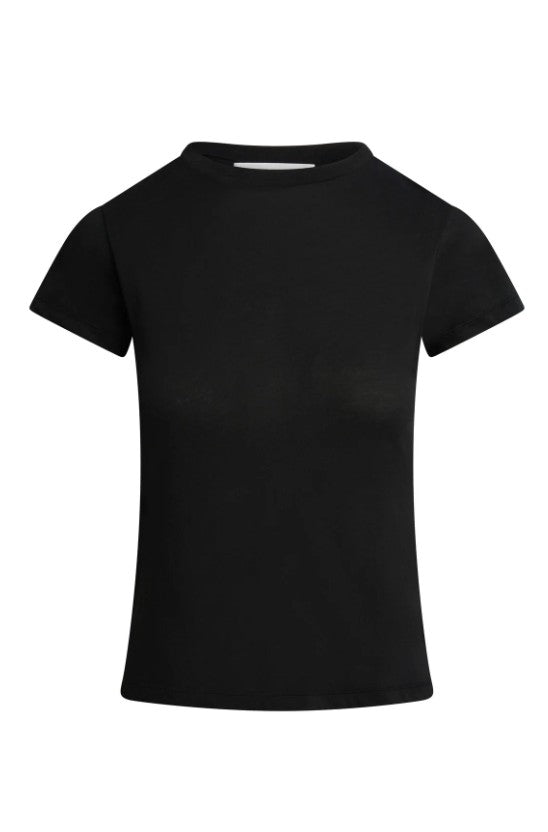 T-shirt a costine con girocollo in nero Aya muse - donna 