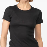 T-shirt a costine con girocollo in nero Aya muse - donna 