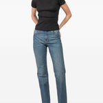 T-shirt a costine con girocollo in nero Aya muse - donna 