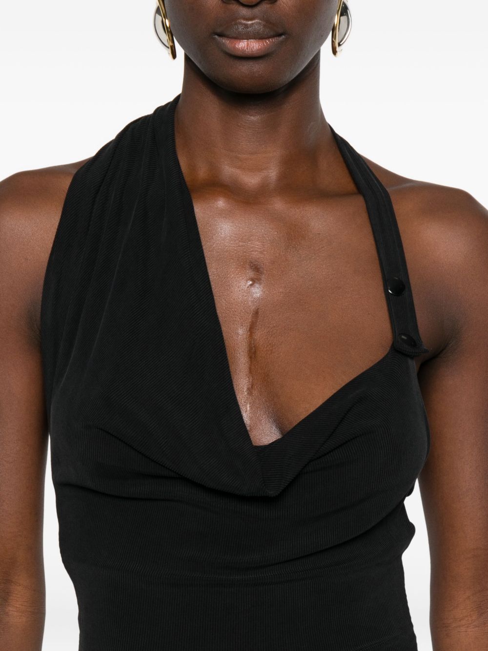 Abito lungo con scollo halter in nero Aya Muse - donna 