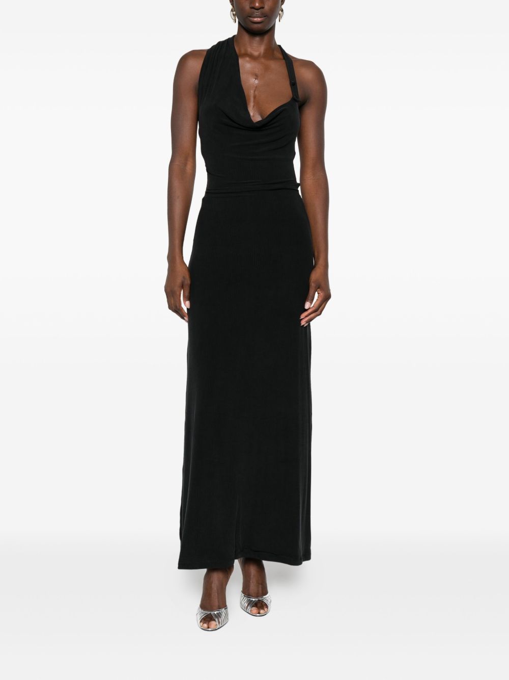 Abito lungo con scollo halter in nero Aya Muse - donna 