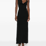 Abito lungo con scollo halter in nero Aya Muse - donna 